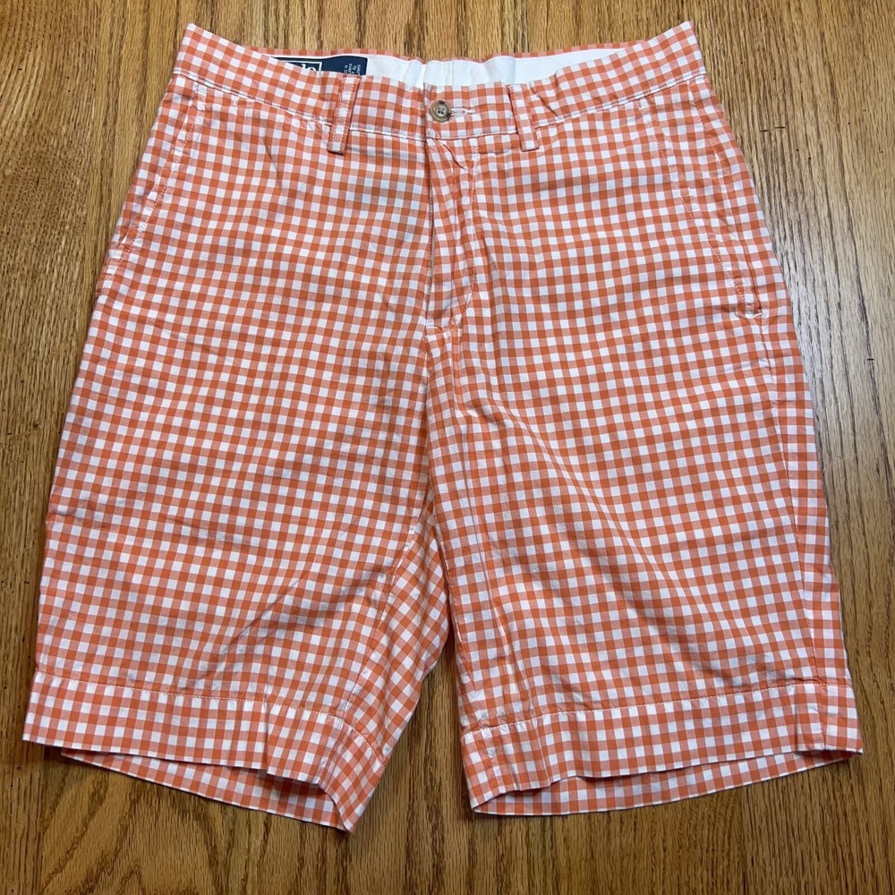 Polo Ralph Lauren Suffield Shorts‎ Men's 29 Orange Gingham Check Plaid Vintage
